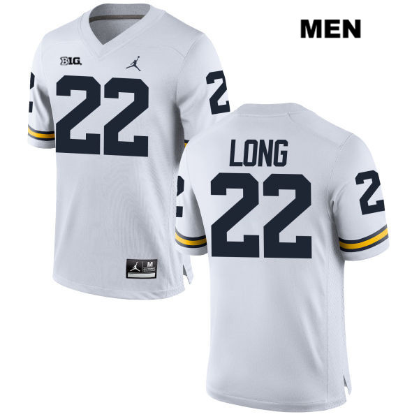 Men's NCAA Michigan Wolverines David Long #22 White Jordan Brand Authentic Stitched Football College Jersey JM25T08FQ